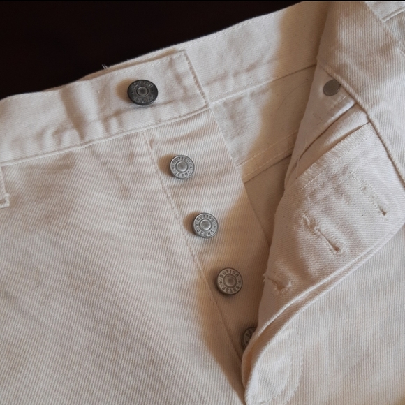 Boyish High Waist Distressed Denim Shorts in White - Picture 6 of 12